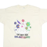 Mens White Cotton Funny Bunny Graphic T-Shirt XL Short Sleeve Crew Neck