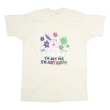 Mens White Cotton Funny Bunny Graphic T-Shirt XL Short Sleeve Crew Neck