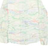 Womens Cream Printed Shirt Long Sleeve Collared S Button Closure Polyester Blend