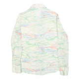 Womens Cream Printed Shirt Long Sleeve Collared S Button Closure Polyester Blend