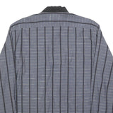 VICTOR EMMANUEL Mens Blue & Black Stripe Cotton Blend Shirt L Long Sleeve Casual