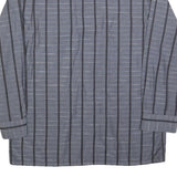 VICTOR EMMANUEL Mens Blue & Black Stripe Cotton Blend Shirt L Long Sleeve Casual