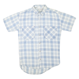 L.A. GATE Mens Blue & White Check Shirt S Short Sleeve Cotton Casual Summer
