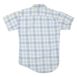 L.A. GATE Mens Blue & White Check Shirt S Short Sleeve Cotton Casual Summer