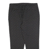 LAURA ASHLEY Womens Cotton Blend Black Slim Straight Trousers W34 L27 Polka Dot