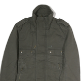 DIESEL Womens Green Cotton Blend Zip Jacket M Military Style Casual Outerwear