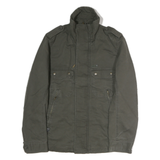 DIESEL Womens Green Cotton Blend Zip Jacket M Military Style Casual Outerwear