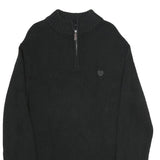 CHAPS Mens Black Cotton Blend Pullover Jumper XL Ribbed Collar Embroidered Logo