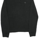 CHAPS Mens Black Cotton Blend Pullover Jumper XL Ribbed Collar Embroidered Logo