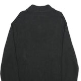 CHAPS Mens Black Cotton Blend Pullover Jumper XL Ribbed Collar Embroidered Logo