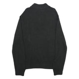 CHAPS Mens Black Cotton Blend Pullover Jumper XL Ribbed Collar Embroidered Logo