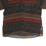 HIGH QUALITY FASHION Womens Multi Printed Silk Shirt Short Sleeve Collared XL