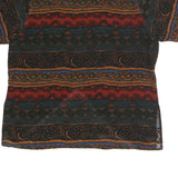 HIGH QUALITY FASHION Womens Multi Printed Silk Shirt Short Sleeve Collared XL