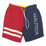 NAUTICA Mens Shorts Red & Navy Casual M W30 Sailing Logo Drawstring Swimwear
