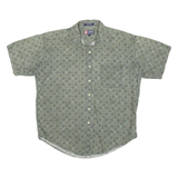 CHAPS RALPH LAUREN Mens Green Pattern Cotton Blend Shirt L Relaxed Fit Casual