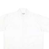 L'HOMME MODERNE Mens White Cotton Blend Shirt L Short Sleeve Button-Up Utility