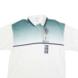 IZOD Mens White & Green Short Sleeve Golf Polo Shirt L Cotton Blend Casual