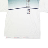 IZOD Mens White & Green Short Sleeve Golf Polo Shirt L Cotton Blend Casual