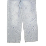 Womens Relaxed Blue Denim Straight Leg Cotton Blend Light Wash W30 L30 Patchwork