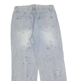 Womens Relaxed Blue Denim Straight Leg Cotton Blend Light Wash W30 L30 Patchwork