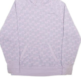 CHAMPION Womens Lilac Hoodie M Repeated Logo Print Cotton Blend Pullover