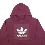ADIDAS Mens Burgundy Hoodie L Cotton Blend Pullover Casual Streetwear