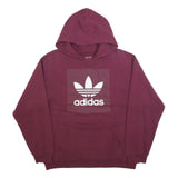 ADIDAS Mens Burgundy Hoodie L Cotton Blend Pullover Casual Streetwear