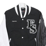FB SISTER Boys Black & White Letterman Style Button L Cotton Blend Jacket