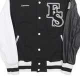 FB SISTER Boys Black & White Letterman Style Button L Cotton Blend Jacket