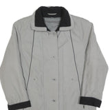 Womens Grey & Black Casual Jacket M Polyester Blend Plain Zip Button Pockets