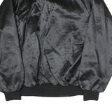 CARDINAL Mens Black Satin Bomber L Polyester Blend Button Jacket Plain Relaxed