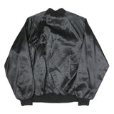 CARDINAL Mens Black Satin Bomber L Polyester Blend Button Jacket Plain Relaxed