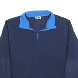 FILA Mens Navy Blue Pullover Plain 1/4 Zip Polyester XL Sports Jumper Cozy