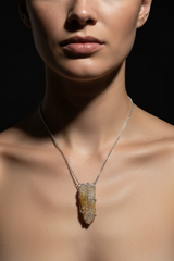 Caged Citrine Quartz Pendant - clasp hidden