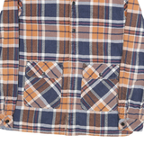 LEVI'S Mens Blue & Orange Plaid Shirt L Cotton Blend Casual Button Up Long