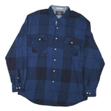 NAUTICA Mens Blue Check Shirt XL Cotton Blend Long Sleeve Classic Fit Casual