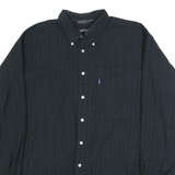 NAUTICA Mens Blue & Green Check Cotton Shirt XL Button Down Casual Classic