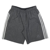 ADIDAS Mens Grey Casual Shorts L W30 Polyester Blend 3 Stripe Sportswear