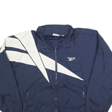 REEBOK Mens Navy & White Zip Jacket XL Polyester Sportstyle Athletic Casual