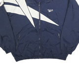 REEBOK Mens Navy & White Zip Jacket XL Polyester Sportstyle Athletic Casual
