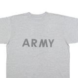 Mens Grey Cotton Blend Plain XL Short Sleeve Crew Neck Army Print T-Shirt