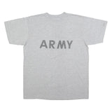 Mens Grey Cotton Blend Plain XL Short Sleeve Crew Neck Army Print T-Shirt