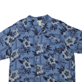 ISLANDER Mens Blue Hawaiian Rayon Shirt XL Floral Print Relaxed Fit Casual