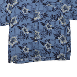 ISLANDER Mens Blue Hawaiian Rayon Shirt XL Floral Print Relaxed Fit Casual
