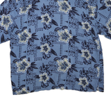 ISLANDER Mens Blue Hawaiian Rayon Shirt XL Floral Print Relaxed Fit Casual