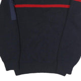 Mens Navy Blue & Red Plain Crew Neck Cotton Jumper L Military Style Patch