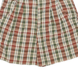 Womens Cotton Blend Beige Green & Red Plaid Casual Shorts S W26
