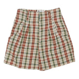 Womens Cotton Blend Beige Green & Red Plaid Casual Shorts S W26
