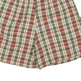 Womens Cotton Blend Beige Green & Red Plaid Casual Shorts S W26