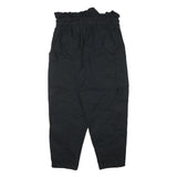 FUTURE COLLECTIVE Womens Cotton Blend Black Relaxed Tapered Trousers W32 L27